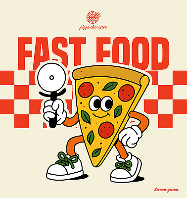 캐릭터 디자인 음식 일러스트 피자 패스트푸드 요리 웃음 친구 식당 표현 만화 고객 즐거움 편리함 생동감 인기 공급 일러캐릭터 AI파일 감정 컨셉 관계 서양음식 표정 상점 인스턴트 파일형식 벡터