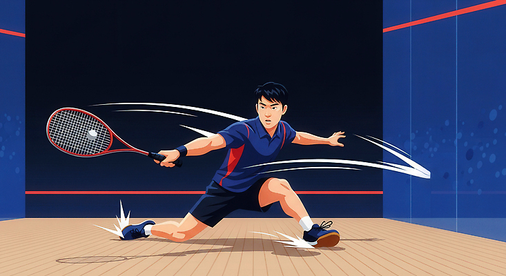 JPG 스포츠 일러스트 공 조명 운동선수 기술 경기 운동 코트 라켓 스윙 집중 체육 스쿼시 라이브 국내일러스트 AI일러스트 AI콘텐츠 스포츠용품 포즈 컨셉 건강 구기 외투 파일형식