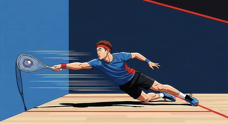 JPG 남자 스포츠 일러스트 공 기술 경기 빨간색 레포츠 파란색 운동 힘 경쟁 코트 라켓 체육관 역동적 열정 스쿼시 전력질주 챔피언 국내일러스트 AI일러스트 AI콘텐츠 감정 스포츠용품 컬러 컨셉 레저 건강 사람 구기 외투 파일형식