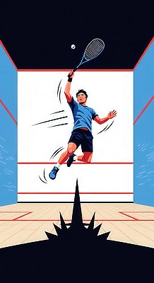 JPG 남자 스포츠 포즈 일러스트 공 모션 운동선수 기술 실내 경기 운동 반사 점프 힘 경쟁 코트 연습 역동적 샷 스쿼시 국내일러스트 AI일러스트 AI콘텐츠 컨셉 자세 건강 사람 내부 구기 외투 파일형식