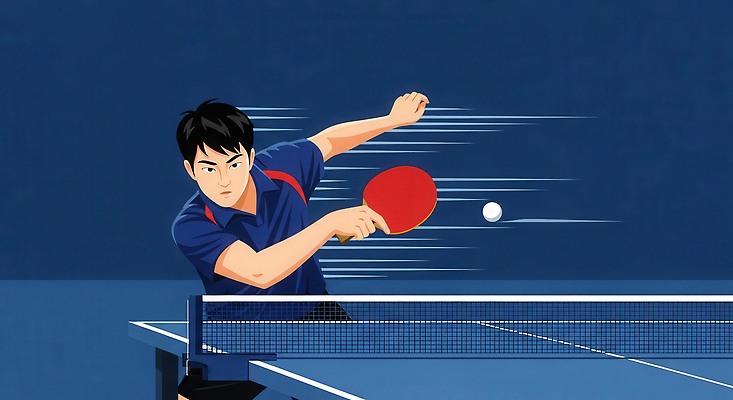 JPG 아시아 스포츠 포즈 일러스트 공 탁자 운동선수 경기 운동 경쟁 도전 스윙 탁구 집중 연습 속도 회전 전략 스릴 국내일러스트 AI일러스트 AI콘텐츠 나라 가구 컨셉 건강 구기 파일형식