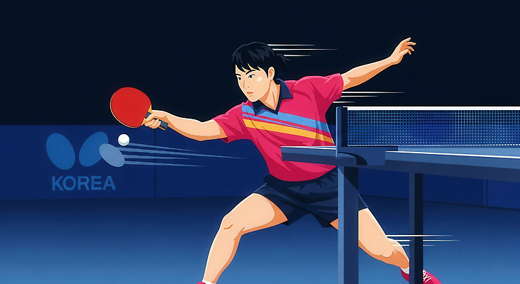 JPG 아시아 스포츠 일러스트 공 모션 탁자 협력 운동선수 한국 기술 경기 경쟁 스윙 탁구 집중 연습 속도 대회 순간 국내일러스트 AI일러스트 AI콘텐츠 나라 포즈 가구 컨셉 구기 파일형식