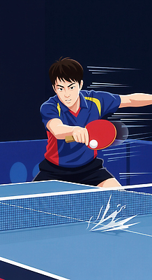 JPG 패션 남자 스포츠 일러스트 공 탁자 성공 운동선수 기술 경기 운동 경쟁 코트 스윙 무서움 탁구 집중 연습 열정 국내일러스트 AI일러스트 AI콘텐츠 감정 포즈 가구 컨셉 건강 사람 구기 외투 파일형식