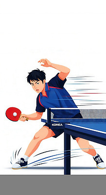 JPG 남자 스포츠 일러스트 필드 협력 운동선수 서브 한국 기술 경기 운동 경쟁 경기장 탁구 집중 연습 퍼포먼스 스트라이크 국내일러스트 AI일러스트 AI콘텐츠 아시아 컨셉 스포츠시설 건강 사람 구기 파일형식