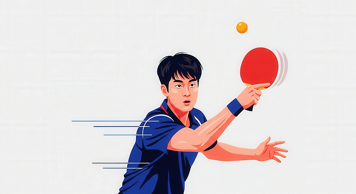 JPG 남자 스포츠 포즈 일러스트 공 협력 운동선수 기술 경기 운동 반사 경쟁 스윙 탁구 집중 연습 서비스 속도 전환 국내일러스트 AI일러스트 AI콘텐츠 컨셉 건강 사람 구기 파일형식