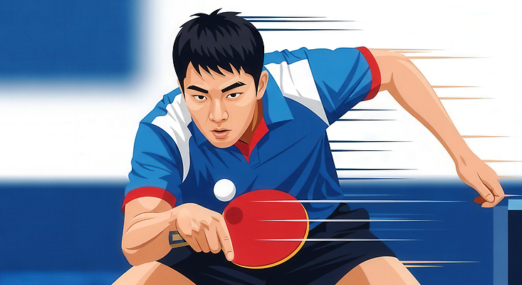 JPG 남자 스포츠 백그라운드 일러스트 공 운동선수 한국 기술 경기 운동 경쟁 라켓 스윙 군중 탁구 집중 연습 역동적 열정 대회 국내일러스트 AI일러스트 AI콘텐츠 감정 아시아 스포츠용품 포즈 컨셉 건강 사람 구기 파일형식