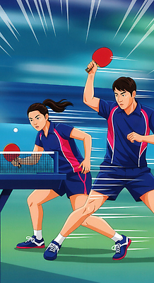 JPG 여자 남자 스포츠 일러스트 공 협력 운동선수 서브 기술 경기 운동 경쟁 경기장 코트 탁구 집중 연습 전략 스매싱 국내일러스트 AI일러스트 AI콘텐츠 컨셉 스포츠시설 모션 건강 사람 구기 외투 파일형식