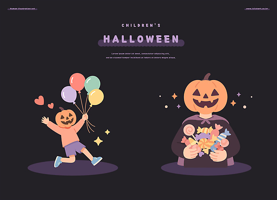 어린이 분홍색 일러스트 가족 놀이 호박 디저트 사탕 장식 장난감 축제 할로윈 금색 게임 즐거움 만들기 풍선 국내일러스트 AI파일 감정 음식 컬러 채소 관계 모션 사람 파일형식 벡터