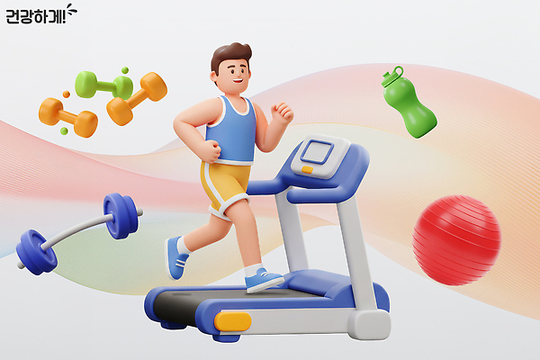 PSD 편집이미지 남자 다이어트 건강 운동 3D 건강관리 운동기구 헬스 헬스장 런닝머신 근력 유산소운동 트레드밀 편집3D 관리 사람 디지털합성 파일형식