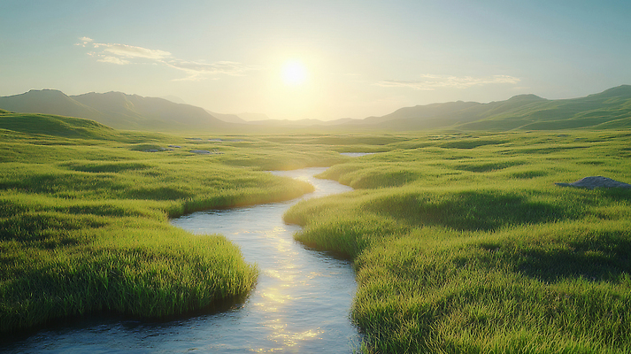 JPG 편집이미지 자연 하늘 휴식 풍경 초원 초록색 물 강 햇빛 평화 걷기 저녁 뷰티풀 풍경화 편집실사 AI포토 AI콘텐츠 자연요소 컬러 컨셉 모션 태양 야간 CG 그림 생태계 파일형식