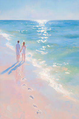 JPG 커플 모래 파도 바다 일러스트 자연 사랑 풍경 해변 여름 햇빛 평화 손잡기 산책 로맨틱 발자국 해수욕 일요일 오후 국내일러스트 AI일러스트 AI콘텐츠 계절 감정 컨셉 관계 자국 모션 휴가 휴식 태양 생태계 요일 파일형식