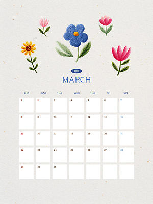 편집이미지 디자인 꽃 컬러 일상 장식 공백 달력 기록 계획 3월 그림 수공예 2025년 AI파일 식물 컨셉 라이프 날짜 공예 연도 파일형식 벡터