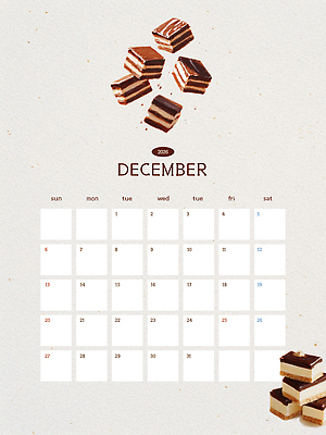 편집이미지 디자인 음식 디저트 요리 과자 초콜릿 달력 감각 달콤 계획 12월 크림 심플 제빵 순간 AI파일 컨셉 제과제빵 날짜 맛 파일형식 벡터