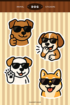 동물 캐릭터 디자인 컬러 스티커 일러스트 장난 모션 표정 반려동물 선글라스 귀여움 강아지 즐거움 소형견 특징 스타일 일러캐릭터 AI파일 감정 안경 컨셉 개 파일형식 벡터