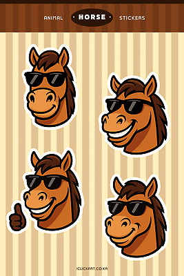 동물 캐릭터 손글씨 디자인 컬러 스티커 일러스트 표정 손짓 그래픽 선글라스 농장 귀여움 페인트 말_동물 즐거움 그림 디지털아트 스타일 일러캐릭터 AI파일 감정 안경 컨셉 농업 포유류 모션 파일형식 벡터