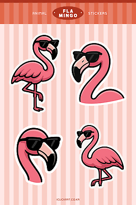 캐릭터 디자인 행복 분홍색 컬러 스티커 패턴 일러스트 열대 표정 해변 장식 여름 장난감 유행 플라밍고 즐거움 그림 애니메이션 일러캐릭터 AI파일 계절 감정 바다 무늬 조류 파일형식 벡터