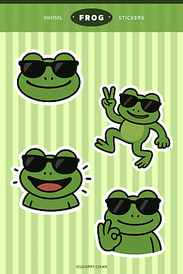 캐릭터 디자인 컬러 포즈 스티커 일러스트 장신구 놀이 표정 개구리 그래픽 장식 여름 장난감 즐거움 그림 창작 일러캐릭터 AI파일 계절 감정 양서류 파일형식 벡터