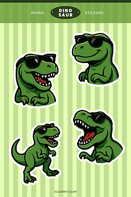 동물 캐릭터 디자인 포즈 스티커 일러스트 장식 컬러풀 선글라스 유행 즐거움 공룡 감성 애니메이션 창의력 티라노사우루스 아기자기 일러캐릭터 AI파일 감정 안경 컬러 컨셉 파충류 육식공룡 파일형식 벡터