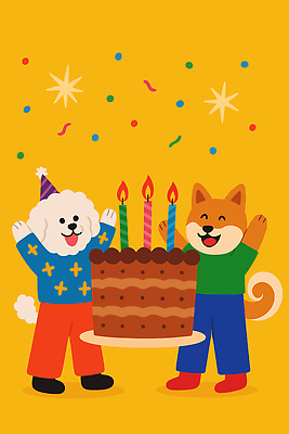 동물 캐릭터 행복 컬러 일러스트 장난 촛불 웃음 장식 반려동물 노란색 파티 귀여움 케이크 고양이 기쁨 만세 매력적 축하 생일 강아지 즐거움 일러캐릭터 AI파일 기념일 감정 컨셉 초 포유류 모션 디저트 표정 이벤트 개 파일형식 벡터