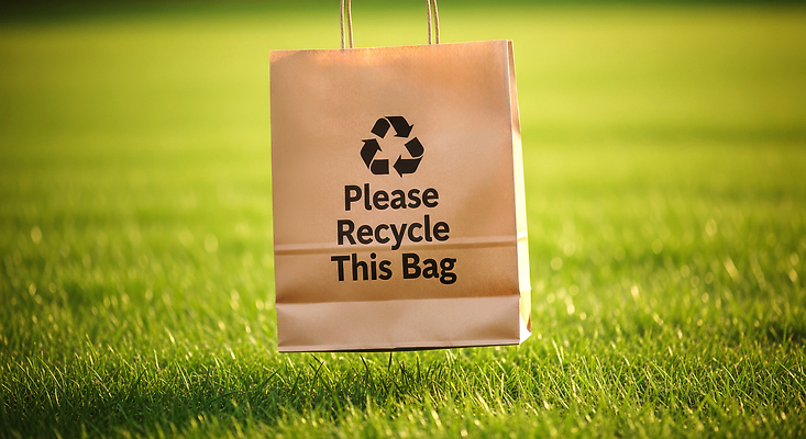 JPG 편집이미지 디자인 텍스트 자연 잔디 쇼핑 종이봉투 환경 재활용 메시지 보호 에코 친환경 생태계 편집실사 AI포토 AI콘텐츠 식물 컨셉 봉투 CG 파일형식