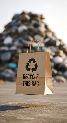 JPG 편집이미지 라이프스타일 종이봉투 환경 재활용 에너지 도시 오염 쓰레기 플라스틱 생태계 자원 편집실사 AI포토 AI콘텐츠 재질 봉투 생활 CG 친환경 파일형식