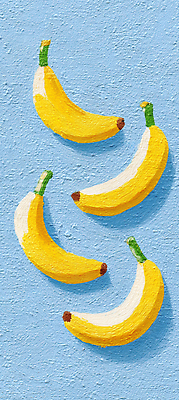 JPG 편집이미지 디자인 예술 컬러 과일 수채화 바나나 밝음 파란색 노란색 그림 손그림 편집실사 AI일러스트 AI콘텐츠 CG 파일형식