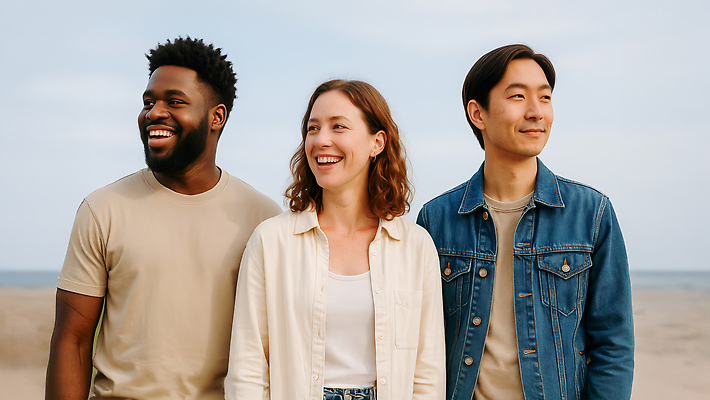 JPG 편집이미지 행복 감정 모션 자연 미소 여러명 해변 여름 친구 우정 즐거움 의료성형뷰티 편집실사 AI인물포토 AI콘텐츠 계절 바다 다수 관계 표정 사람 CG 생태계 파일형식 AI포토