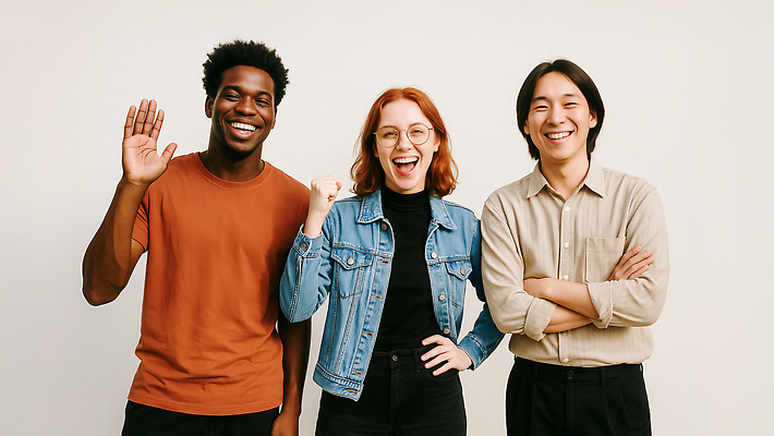 JPG 편집이미지 포즈 사랑 웃음 캐주얼 친구 우정 인사 그룹 즐거움 소통 반가움 의료성형뷰티 편집실사 AI인물포토 AI콘텐츠 옷 감정 컨셉 관계 표정 예절 CG 파일형식 AI포토