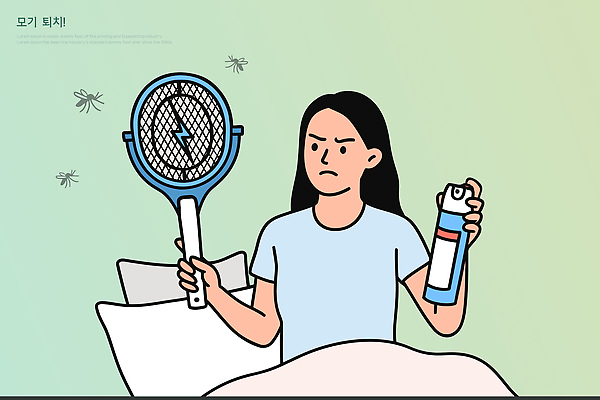 손 여자 일러스트 스트레스 건강 안전 생활 여름 환경 침대 벌레 집중 준비 전쟁 방해 모기 방안 퇴치 불편함 모기채 국내일러스트 AI파일 계절 가구 곤충 컨셉 사람 신체부위 도구 감각 해충 파일형식 벡터
