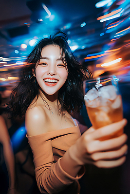 JPG 편집이미지 여자 행복 감정 음료 조명 웃음 여러명 파티 축제 분위기 저녁 즐거움 클럽 의료성형뷰티 편집실사 AI인물포토 AI콘텐츠 다수 컨셉 표정 사람 이벤트 야간 CG 파일형식 AI포토