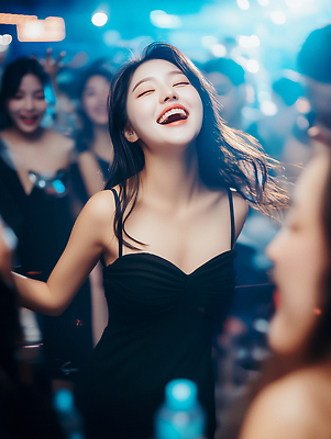 JPG 편집이미지 여자 음악 야경 조명 웃음 여러명 친구 청춘 파티 모임 춤 분위기 즐거움 클럽 의료성형뷰티 편집실사 AI인물포토 AI콘텐츠 감정 다수 컨셉 관계 문화예술 표정 사람 이벤트 야간 CG 파일형식 풍경_경치 AI포토