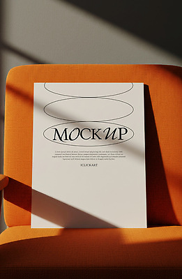 PSD 템플릿 디자인 의자 그림자 그래픽 모형 디지털 주황색 프레젠테이션 모던 문서 아날로그 목업 이미지템플릿 컬러 가구 파일형식