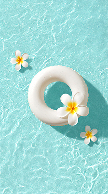 JPG 편집이미지 꽃 물결 바다 자연 물놀이 휴식 풍경 일상 장식 여름 파란색 수영 흰색 수면 튜브 편집실사 AI포토 AI콘텐츠 식물 계절 컬러 컨셉 놀이 라이프 물 수상스포츠 CG 생태계 파일형식