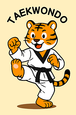 캐릭터 스포츠 포즈 일러스트 모션 표정 도복 학습 도장 운동 귀여움 힘 자신감 호랑이 킥 만화 연습 즐거움 태권도 일러캐릭터 AI파일 옷 교육 감정 컨셉 포유류 건강 격투기 파일형식 벡터