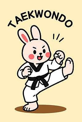 동물 캐릭터 전통 스포츠 일러스트 도복 운동 귀여움 표현 무도 토끼 킥 연습 즐거움 태권도 그림 애니메이션 합기도 일러캐릭터 AI파일 옷 감정 컨셉 포유류 모션 건강 반려동물 격투기 파일형식 벡터