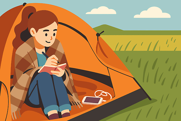 구름 여자 문화 여행 일러스트 모션 자연 휴식 텐트 풍경 초원 야외 여름 평화 캠핑 자유 도전 기록 일기 힐링 국내일러스트 AI파일 자연요소 계절 컨셉 레저 캠핑도구 사람 생태계 파일형식 벡터