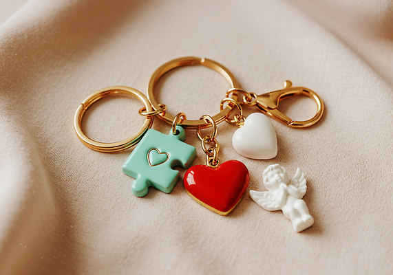 JPG 무료이미지 편집이미지 디자인 패션 인형 컬러 장신구 천사 선물 장식 귀여움 하트 퍼즐 오브젝트 열쇠꾸러미 편집실사 AI포토 AI콘텐츠 모양 컨셉 열쇠 CG 파일형식