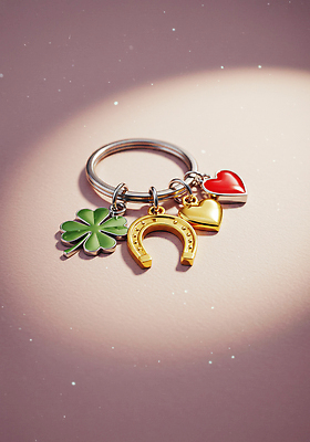 JPG 편집이미지 디자인 패션 장신구 장식 빛 앤티크 하트 행운 네잎클로버 오브젝트 개성 키링 스타일 세련 편집실사 AI포토 AI콘텐츠 모양 식물 컨셉 클로버 CG 파일형식