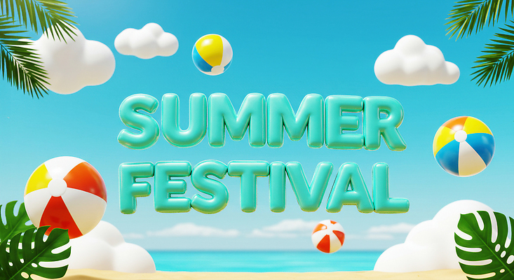 JPG 편집이미지 파도 모션 놀이 하늘 웃음 해변 여름 3D 축제 선탠 비치볼 즐거움 편집3D AI컴퓨터그래픽 AI콘텐츠 계절 감정 바다 공 바캉스용품 표정 디지털합성 파일형식