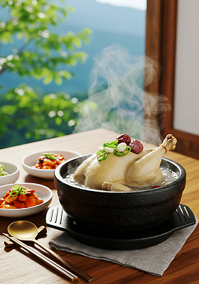 JPG 편집이미지 한식 가족 자연 반찬 산 따뜻함 요리 식사 고요 전통음식 정통 삼계탕 건강식 편집실사 AI포토 AI콘텐츠 전통 음식 관계 CG 생태계 보양식 파일형식