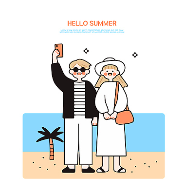 커플 바다 여행 포즈 일러스트 여러명 해변 캐주얼 여름 친구 모래사장 선글라스 햇빛 흰색 분위기 손목 즐거움 여름옷 기념사진 국내일러스트 AI파일 옷 계절 감정 안경 컬러 다수 컨셉 관계 사람 신체부위 태양 파일형식 벡터 여름_계절