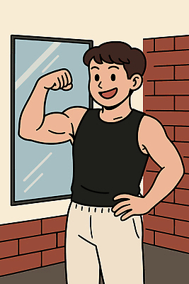 남자 창 일러스트 모션 스튜디오 근육 건강 미소 웃음 사람 생활 운동복 운동 헬스 자신감 웨이트트레이닝 연습 즐거움 이미지 운동시설 국내일러스트 AI파일 옷 감정 무기 표정 시설 파일형식 벡터