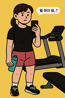 여자 다이어트 일러스트 건강 핸드폰 운동복 조깅 운동 헬스 헬스장 에너지 물병 집중 준비 일과 유산소운동 망설임 국내일러스트 AI파일 옷 컨셉 사람 전자제품 물통 파일형식 벡터