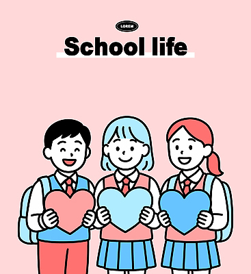 캐릭터 학생 행복 컬러 백그라운드 일러스트 학교 모션 놀이 수업 고등학교 밝음 미소 친구 소풍 우정 하트 그룹 즐거움 일러캐릭터 AI파일 카드프레임 모양 교육 감정 관계 프레임 표정 야외활동 파일형식 벡터