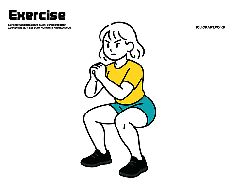 캐릭터 여자 다이어트 일러스트 건강 여름 운동복 운동 헬스 스트레칭 몸매 근력 하체운동 스쿼트 홈트레이닝 국내일러스트 일러캐릭터 AI파일 옷 계절 사람 파일형식 벡터 운동자세