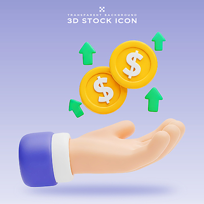 PSD 편집이미지 손 돈 비즈니스 성공 그래픽 금융 경제 3D 동전 시장 재산 주식 투자 상승 수익 편집3D 컨셉 신체부위 디지털합성 파일형식