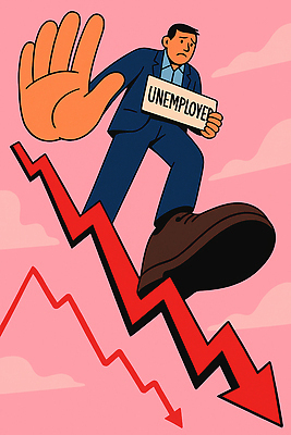 JPG 무료이미지 직업 남자 산업 일러스트 비즈니스 통계 그래프 경제 표지판 사회 변화 하락 실업 분석 상승 문제 심리 고용 현상 국내일러스트 AI일러스트 AI콘텐츠 컨셉 알림판 사람 구직 공동체 채용 파일형식