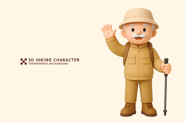 PSD 편집이미지 캐릭터 지팡이 산 취미 야외활동 3D 귀여움 등산 탐험 인사 만화 등산객 등산복 편집3D 옷 컨셉 트래킹 예절 디지털합성 파일형식