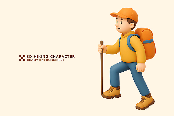 PSD 편집이미지 캐릭터 배낭 모션 자연 지팡이 야외 운동 3D 등산 트래킹 하이킹 탐험 만화 사냥 편집3D 가방 레저 건강 디지털합성 생태계 파일형식