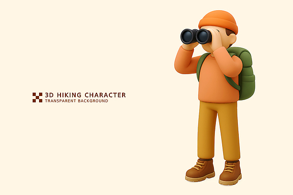 PSD 편집이미지 캐릭터 패션 배낭 산 캐주얼 초록색 운동 3D 주황색 등산 망원경 하이킹 탐험 자연관찰 편집3D 옷 컬러 가방 레저 건강 트래킹 관찰 디지털합성 파일형식